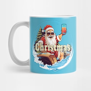 Christmas in July Santa on the waves Mug